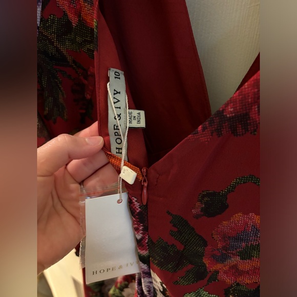 Hope & Ivy Flutter Sleeve Midi Tea Dress in Mixed Floral - Picture 7 of 9